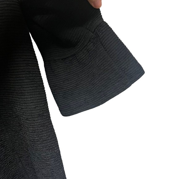 JM Collection Womens Textured Bell Sleeve Jacket Size L Black Career Workwear - Picture 3 of 9